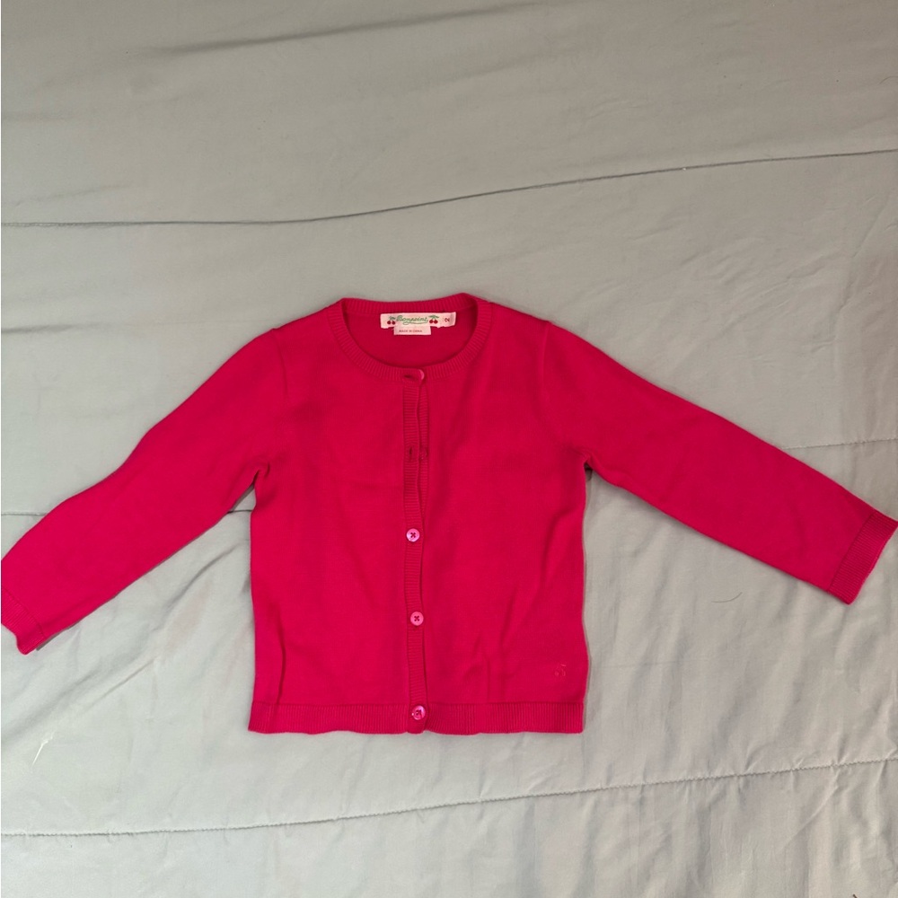 Bonpoint Vibrant Pink Knit Cardigan